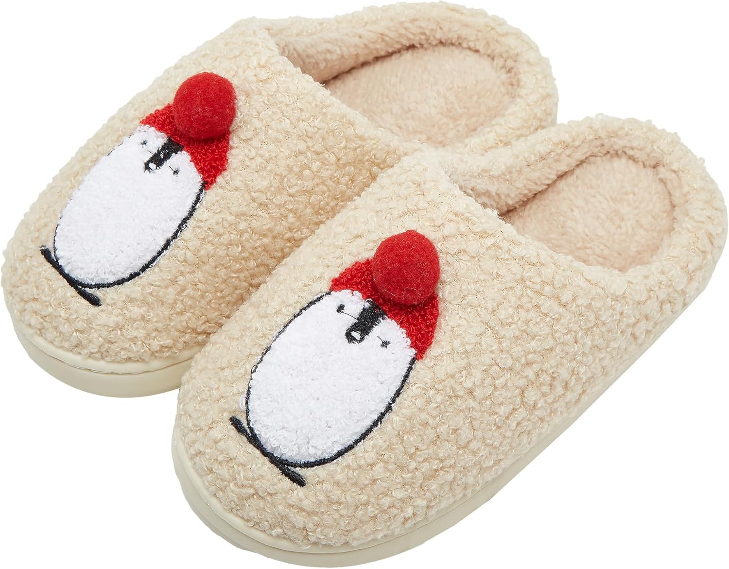 

Детские зимние плюшевые тапочки с мультяшным пингвином для мальчиков и девочек, мягкие, с нескользящей подошвой для дома Tellrain, бежевый