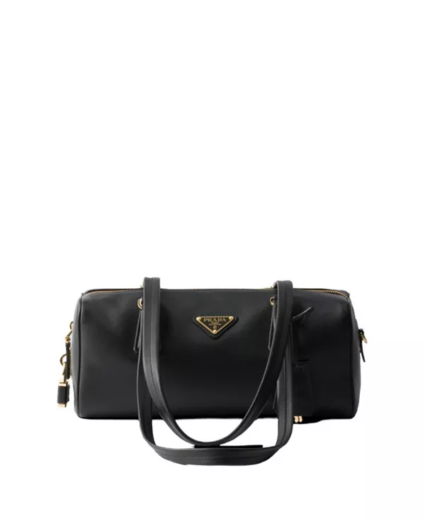 

Средняя кожаная сумка с верхней ручкой и замком. Prada, черный