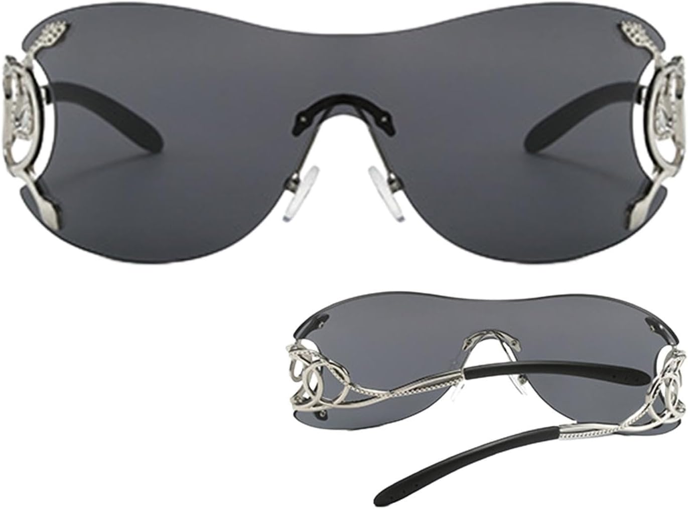 

Женские солнцезащитные очки без оправы, большие солнцезащитные очки с защитой от УФ-излучения, модные солнцезащитные очки для путешествий, блокирующие солнечный свет Generic, All Ash