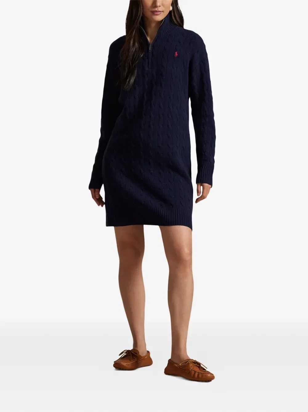 Мини-платье с косами и застежкой-молнией Polo Ralph Lauren, синий — фото 2