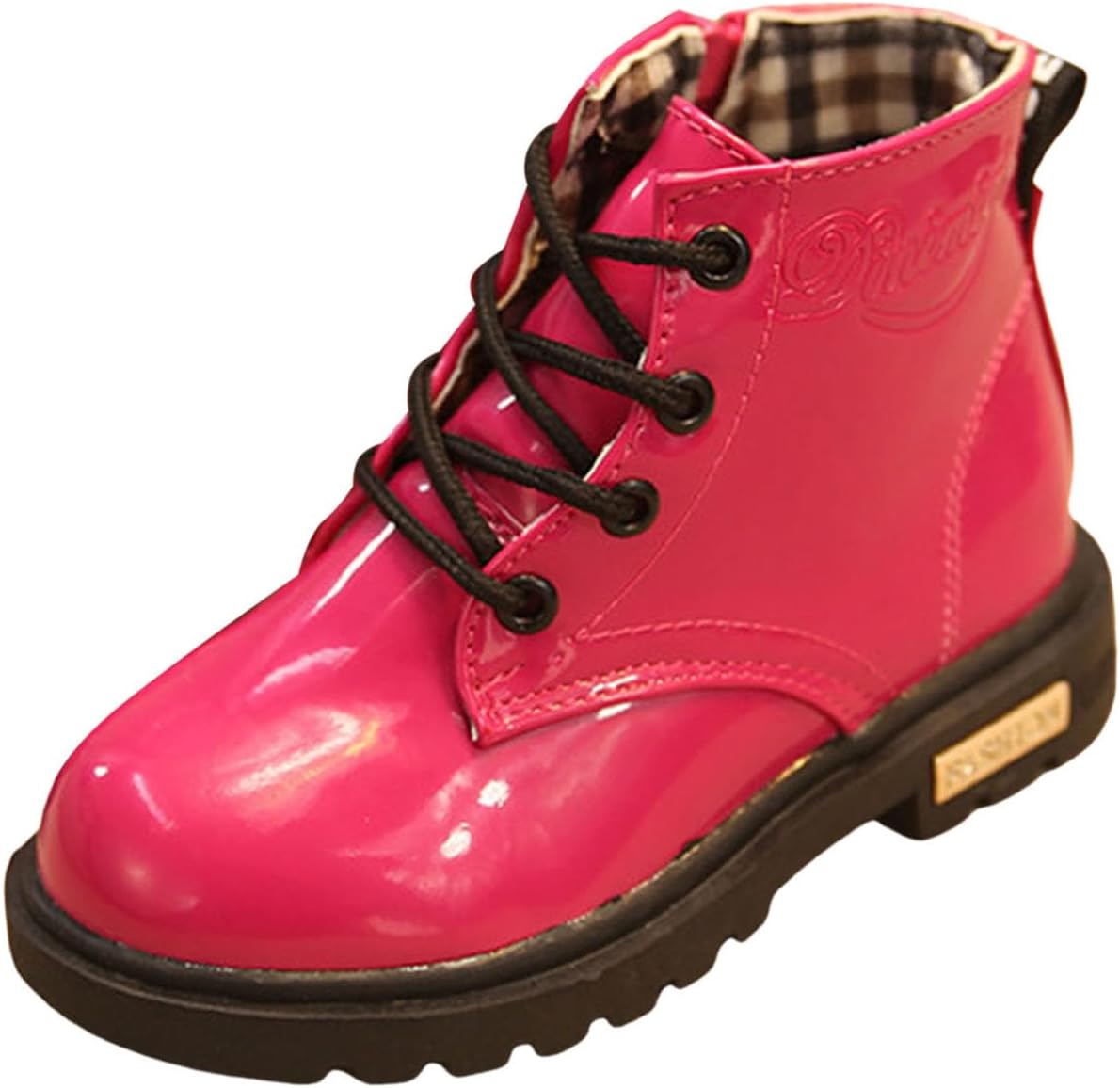 

Детские ботинки IWIHMIV для девочек, с молнией сбоку, утепленные, короткие, на шнуровке, с нескользящей подошвой, для зимы на улице, Hot Pink