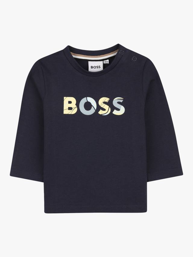 

Детская футболка с длинными рукавами из хлопковой смеси HUGO BOSS, Navy