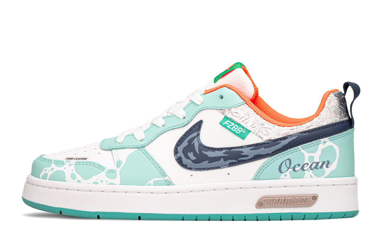 

Кроссовки Nike Court Borough Skateboard Shoes Women's Low-Top White Blue, Синий, Кроссовки Nike Court Borough Skateboard Shoes Women's Low-Top White Blue