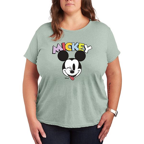 

Футболка с принтом Plus size Mickey Mouse wink Disney, Heather Sea Foam