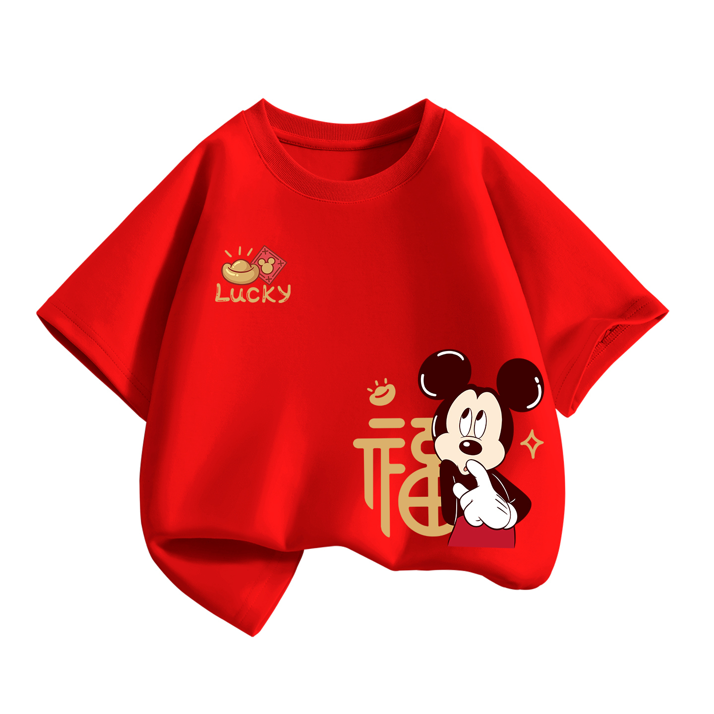 Детская футболка с круглым вырезом, средней толщины Disney, di new year qi_right top красный — фото 3