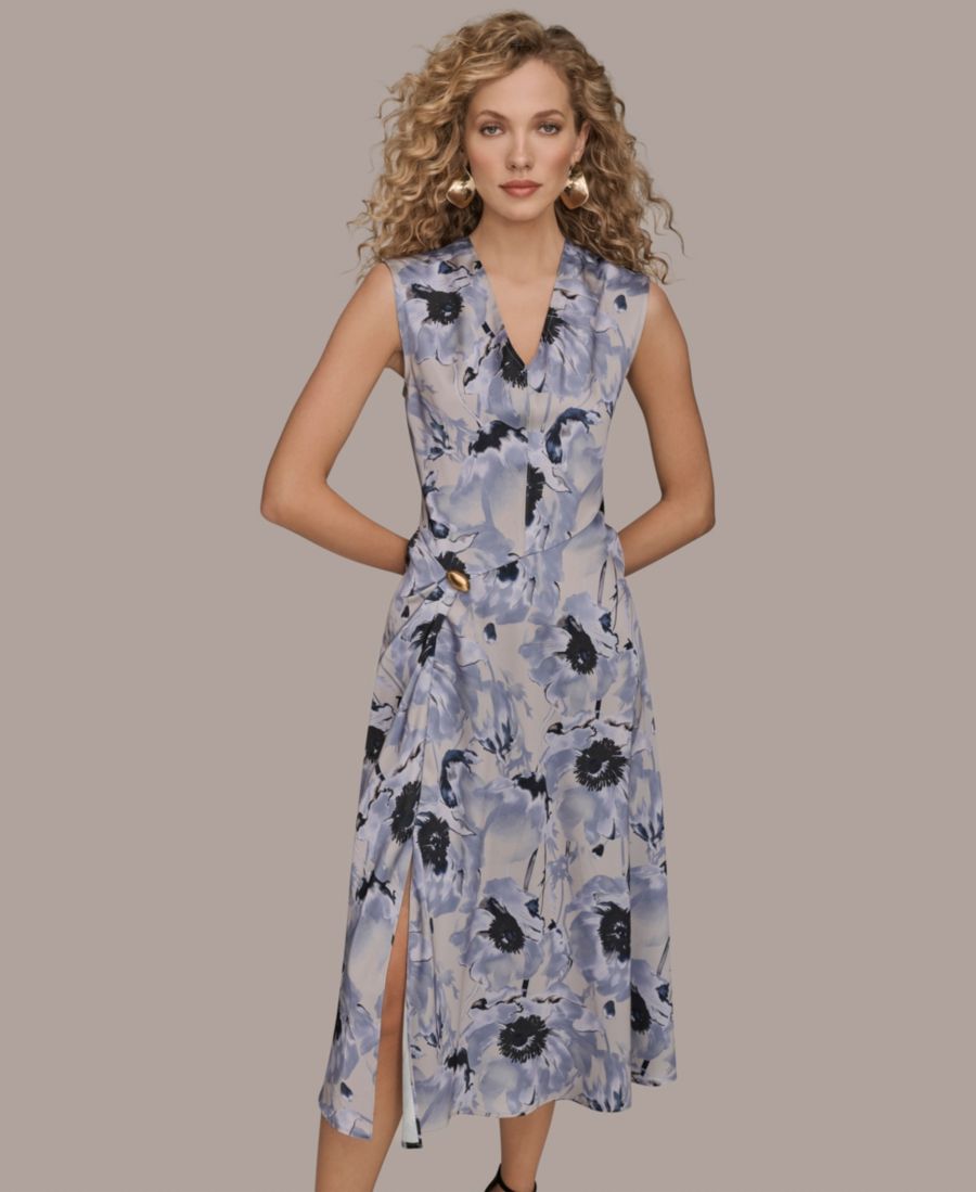 

Женское миди-платье с короткими рукавами Donna Karan New York, Violet/Tempered