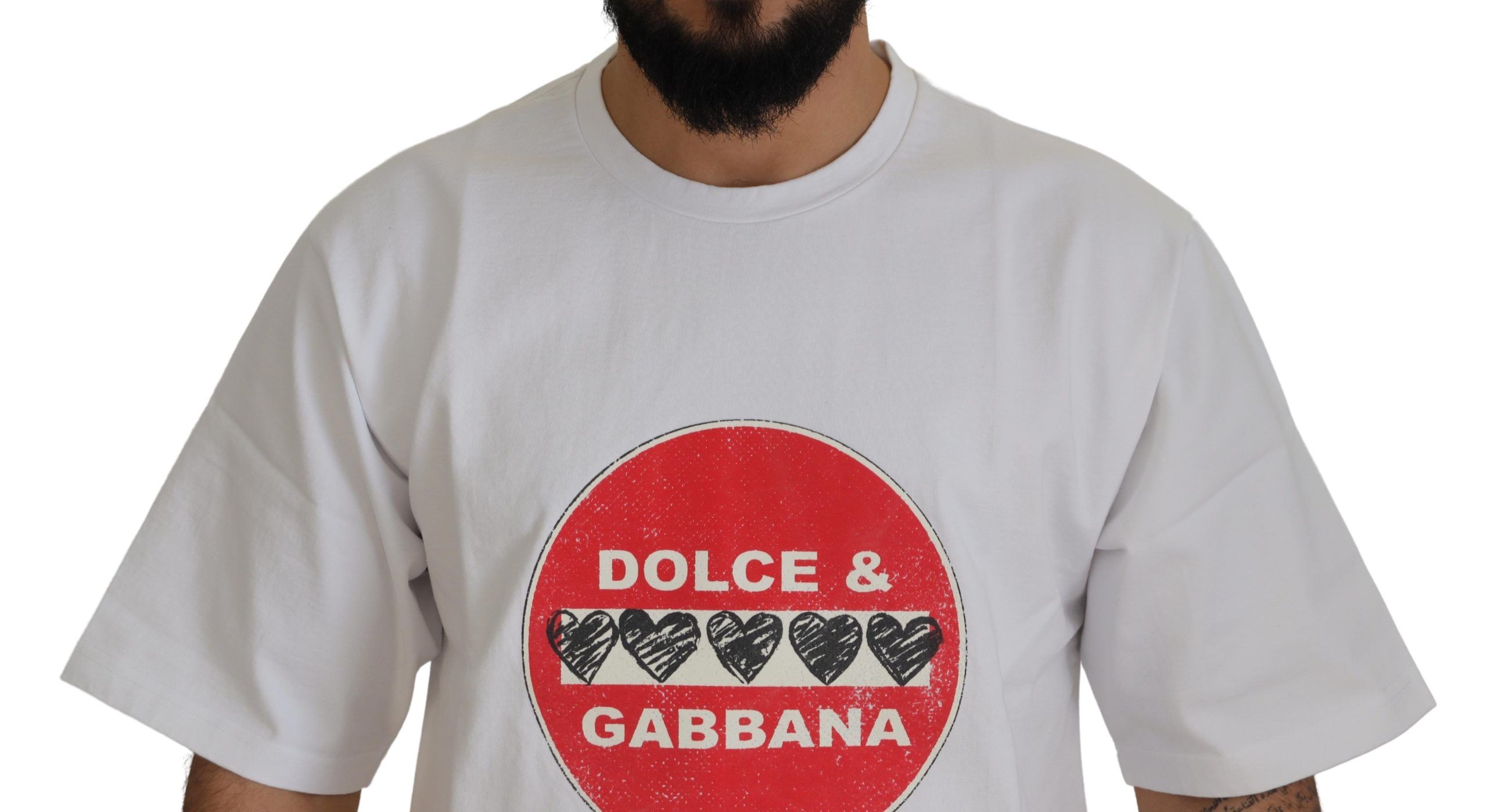 Шикарная белая хлопковая футболка с принтом «Амор» Dolce & Gabbana — фото 4