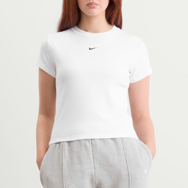 Облегающая ребристая футболка Nike, белый — фото 2