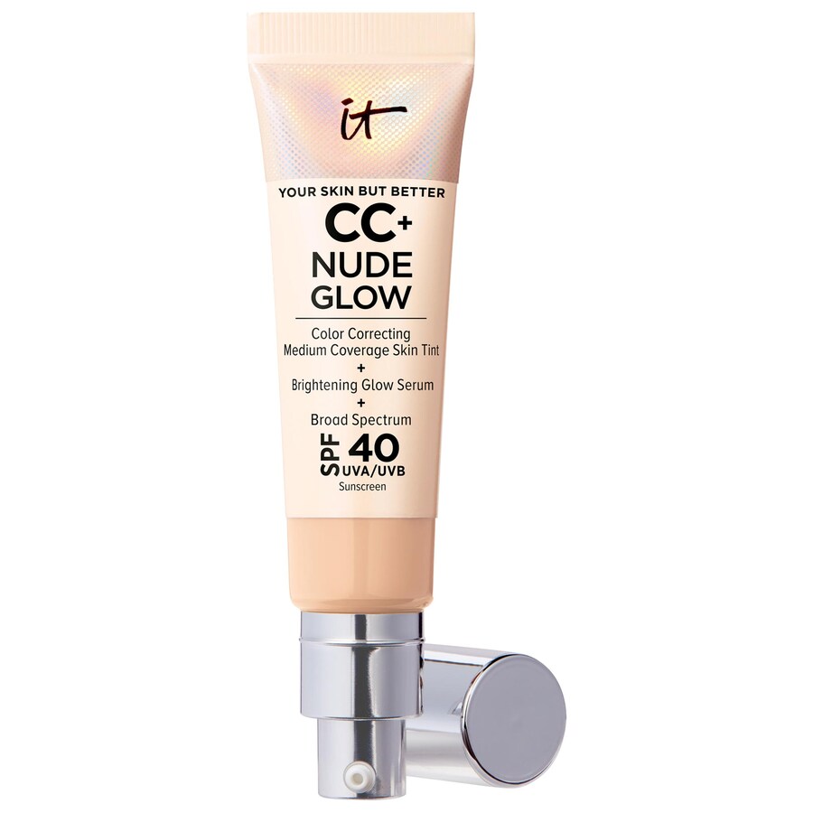 

Тональная основа CC+ Nude Glow Lightweight Foundation + Glow Serum с SPF 40 и ниацинамидом IT Cosmetics, 1.1 oz /32 mL, Light Medium