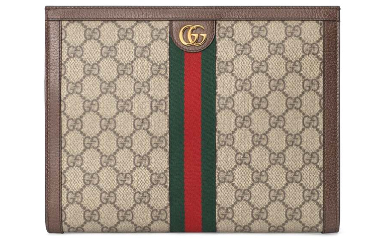 

GUCCI Офидия клатч из холста с кожаными вставками женский Ebony/Brown