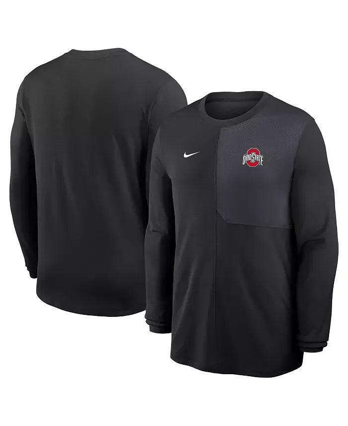 

Мужская черная футболка с длинным рукавом Ohio State Buckeyes 2025 Sideline Coach UV Performance Nike