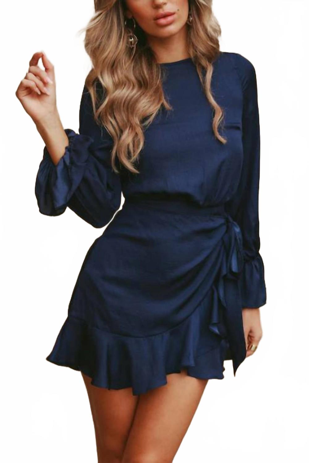 

Платье Delaney с длинными рукавами и завязками в мини-длине, цвет navy One & Only