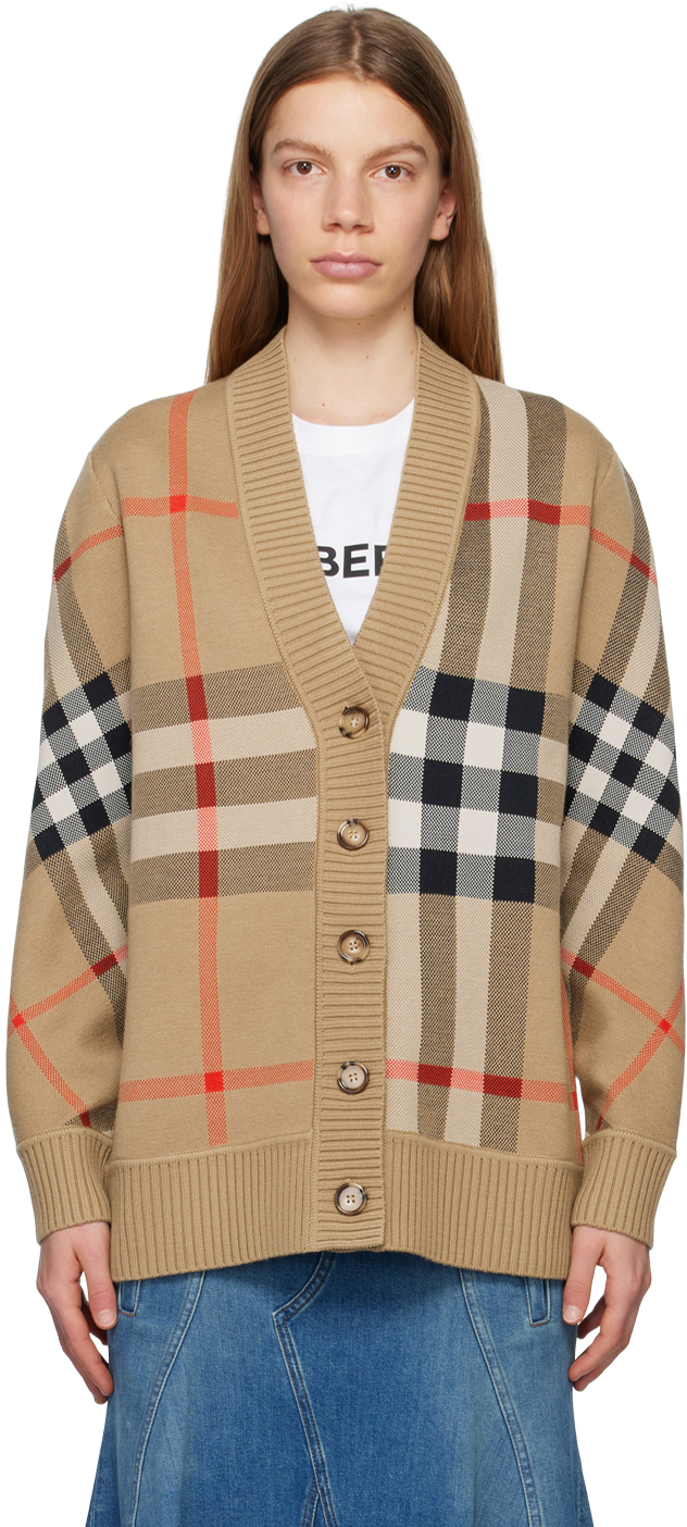 

Бежевый кардиган в клетку Archive Burberry