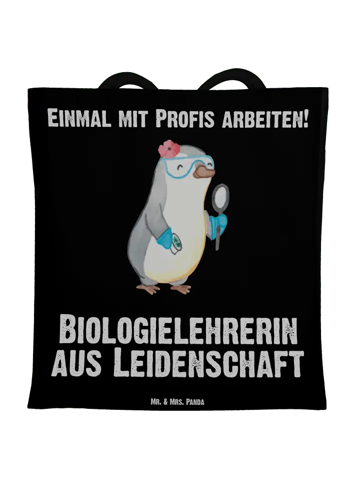 

Сумка для переноски Mr & Mrs Panda Biologielehrerin Leidenschaft, черный