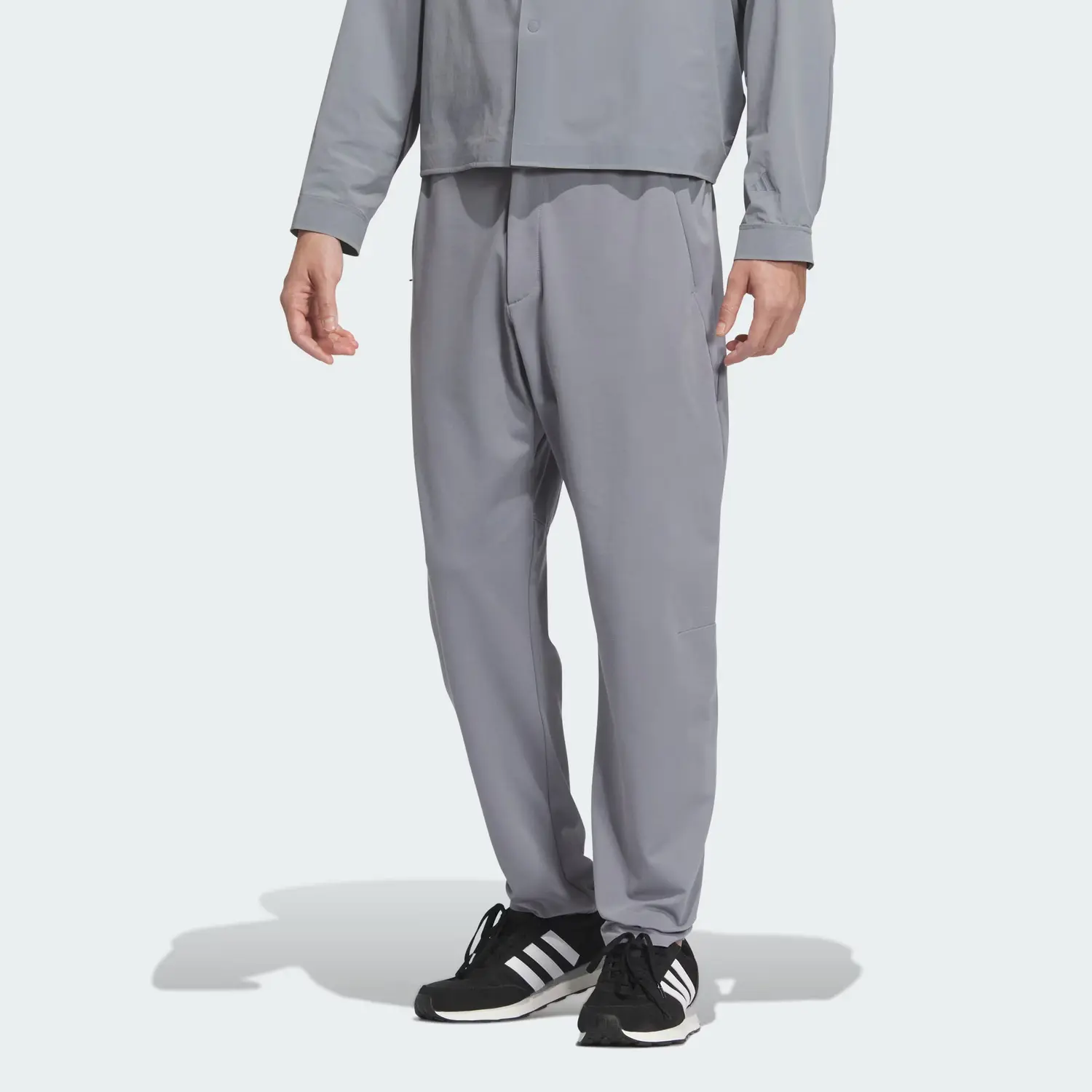 Wz knit джоггеры повседневные брюки мужские light gray Adidas, светло-серый — фото 3