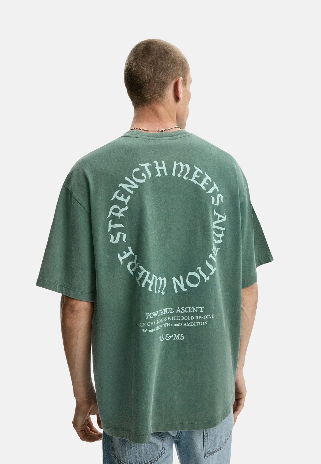 

Футболка с принтом SHORT SLEEVE - PRINT Bershka, цвет Evergreen