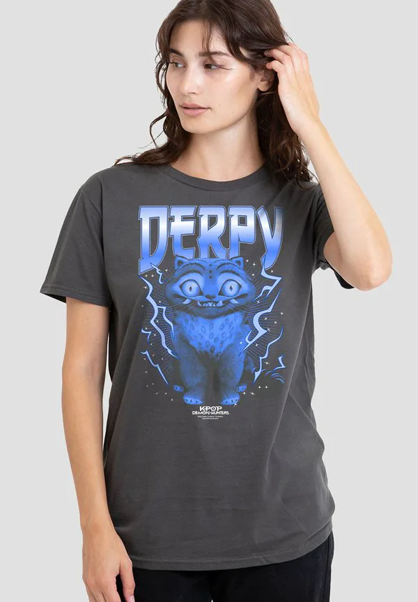 

Футболка с принтом k-pop demon hunters derpy tiger lightning band Netflix, Anthracite, Черный, Футболка с принтом k-pop demon hunters derpy tiger lightning band Netflix, Anthracite