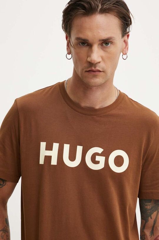 

Хлопковая футболка Hugo, коричневый