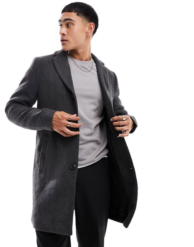 

Only & Sons – Серое пальто из смесовой шерсти