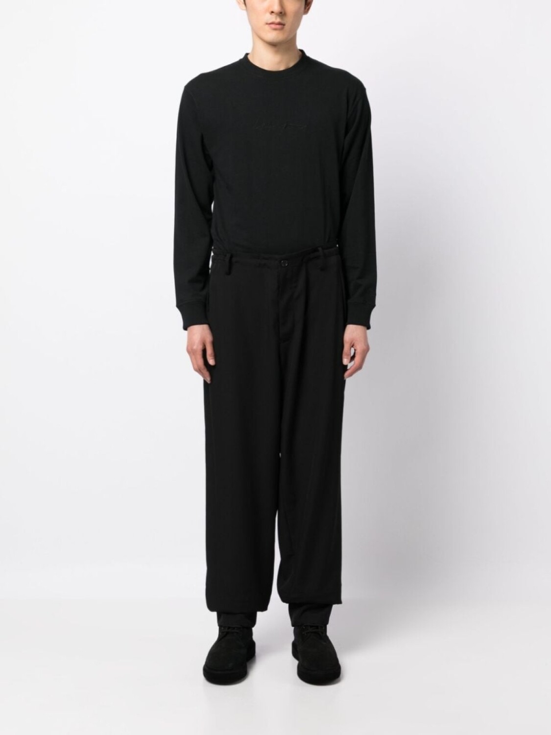 

Yohji Yamamoto шерстяные брюки свободного кроя, черный