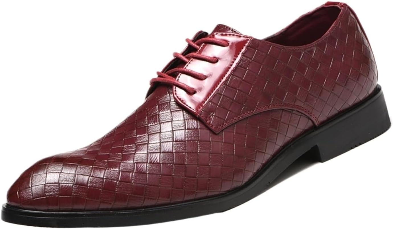 

Классические туфли для мужчин с шнуровкой, остроконечные оксфорды, деловые и вечерние свадебные туфли Dmgyck, красный