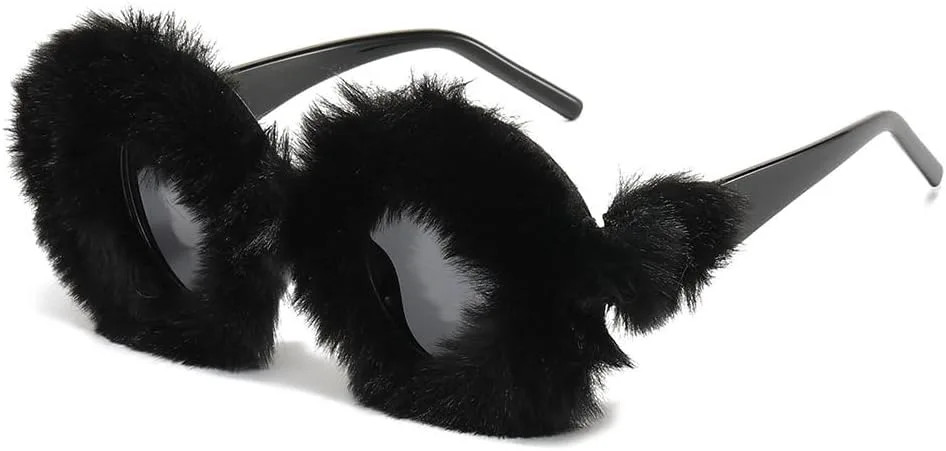 

Круглые мягкие солнцезащитные очки для женщин, винтажные, большие, декоративные, зимние, термоочки, пушистые, с защитой от УФ-излучения UV400 MTZJH, One Color