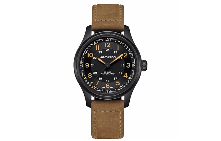 

Hamilton Часы Men's Khaki Field Series Watch, Black Dial Brown Leather Strap