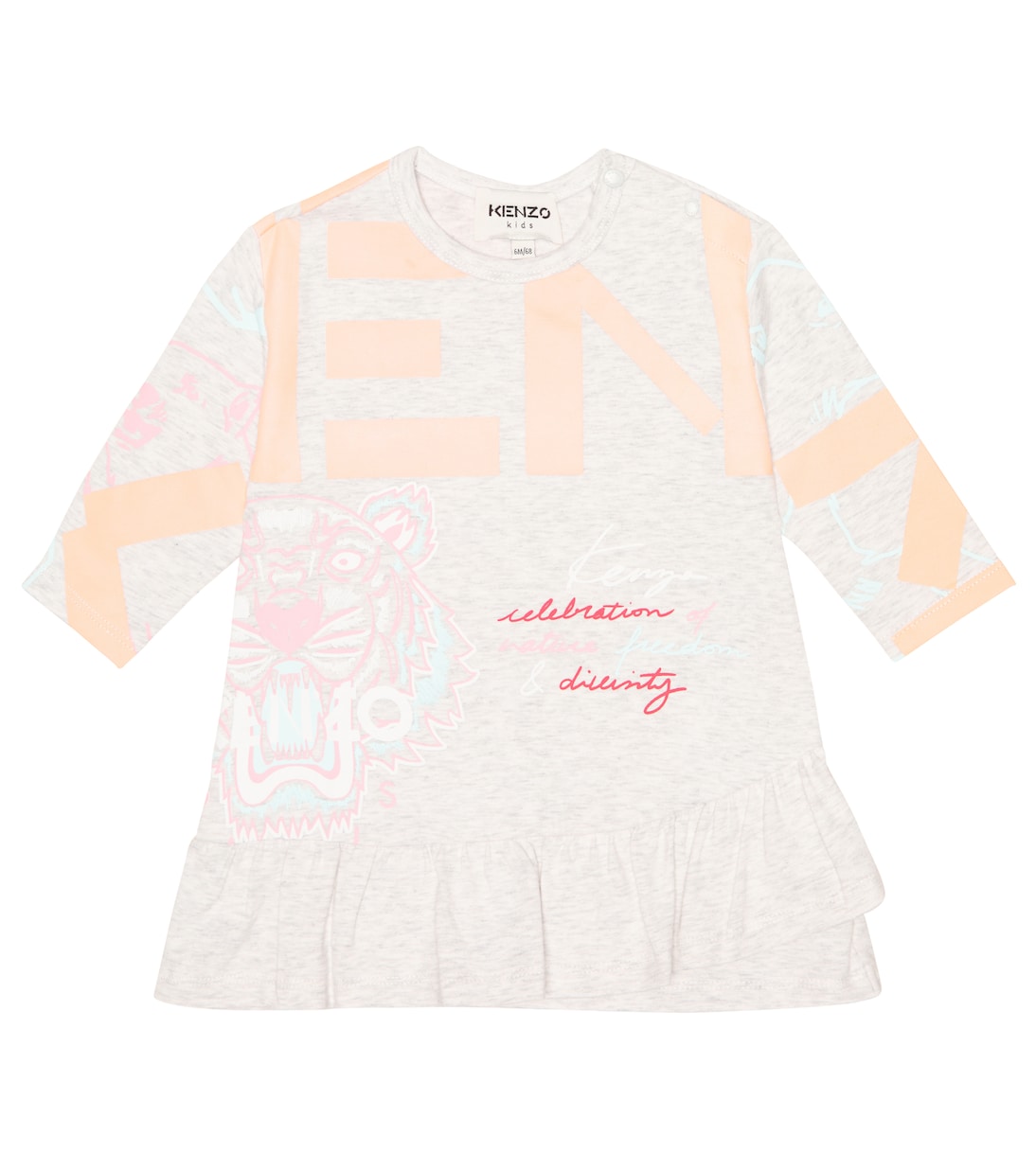 

Детское платье с принтом и оборками Kenzo Kids, Grey Marl