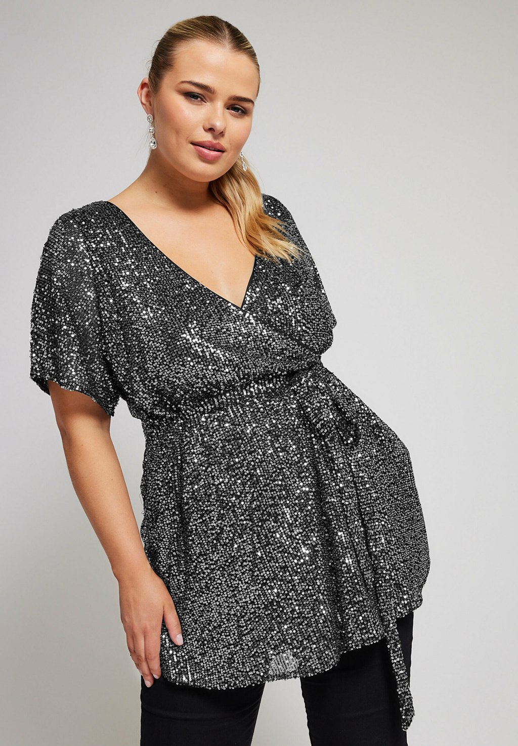 

Блуза SEQUIN WRAP Yours Clothing, темно-серый