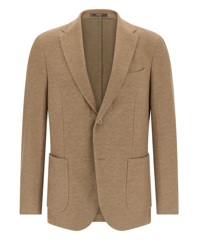 

Пиджак из трикотажа с диагональной текстурой шерсти Boggi Milano, бежевый