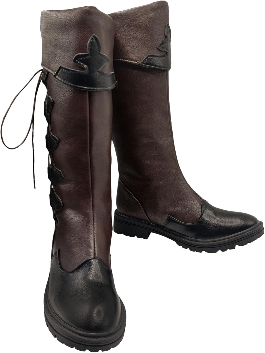 

Унисекс ботинки для косплея в стиле Ренессанс и Средневековье, для Хэллоуина, из искусственной кожи, средней высоты, на шнуровке, кожаные, пиратские, готические, викингские Junqiako, коричневый