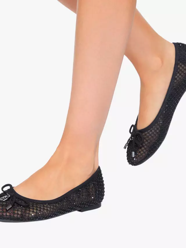 Балетки KG Kurt Geiger Mindy Suede Gem Embellished Mesh, черный — фото 2