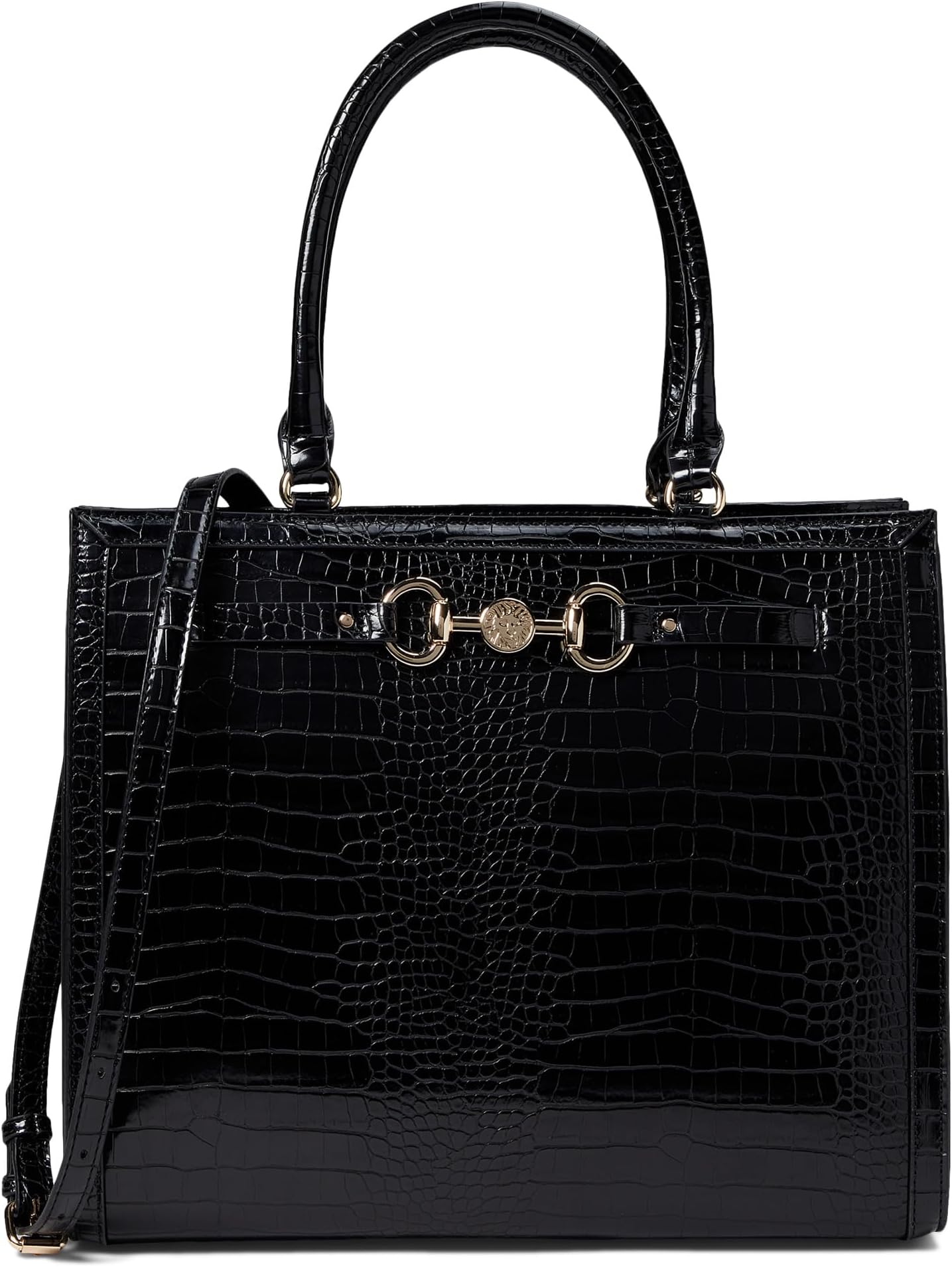 

Шоппер Anne Klein Horsebit Shopper In Croco, черный