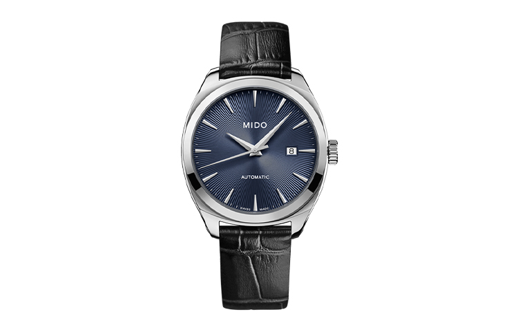 

MIDO Часы Brunner Series Automatic Mechanical Movement Men's Watch Watch 41mm Blue Dial Stainless Steel Case Leather Strap, Blue Dial Black Strap