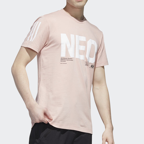 Футболка neo m cs tee 3 sports short sleeve pink Adidas, розовый — фото 4