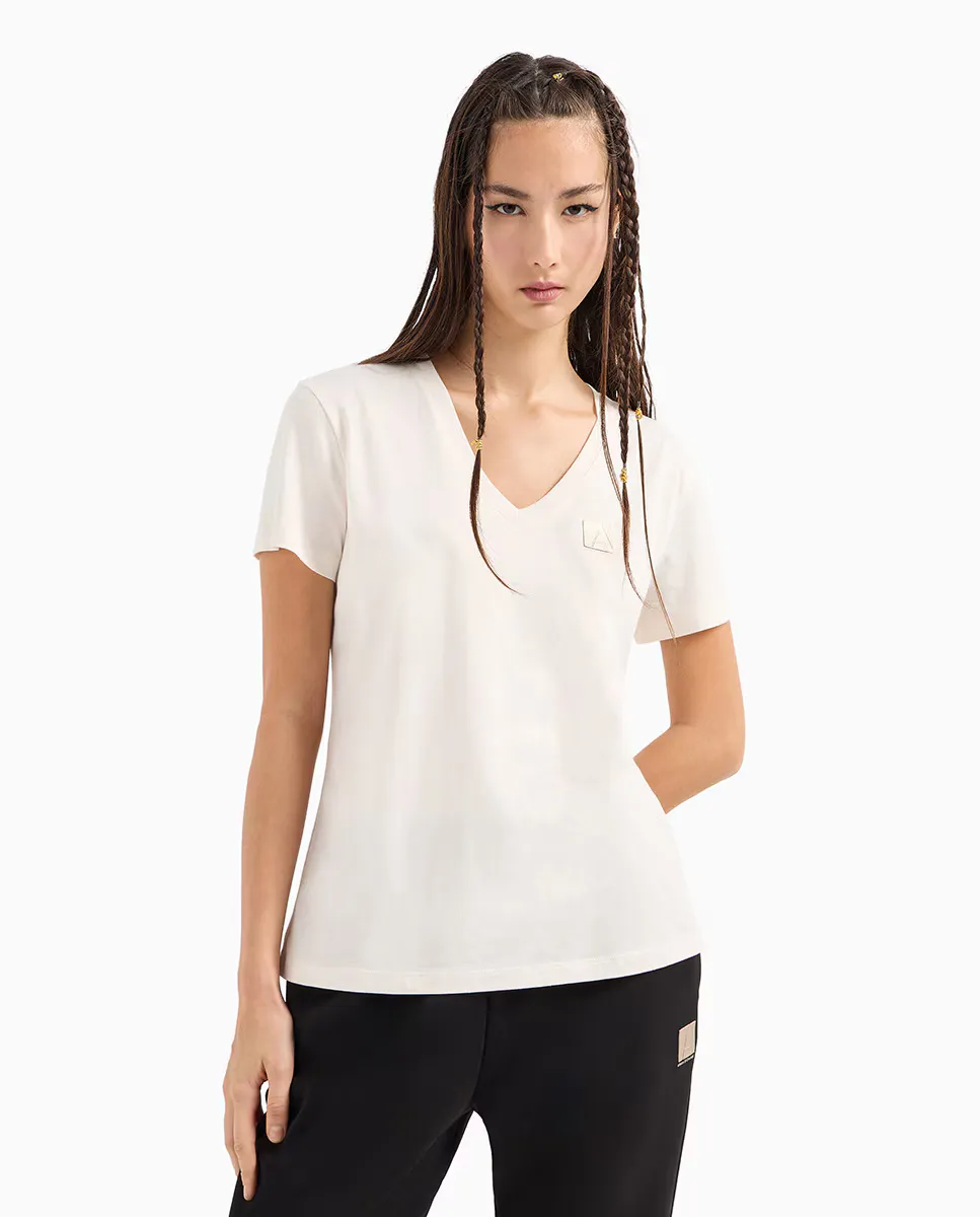 

Женская футболка A LINE Capsule с V-образным вырезом Armani Exchange, цвет Blanco Hielo