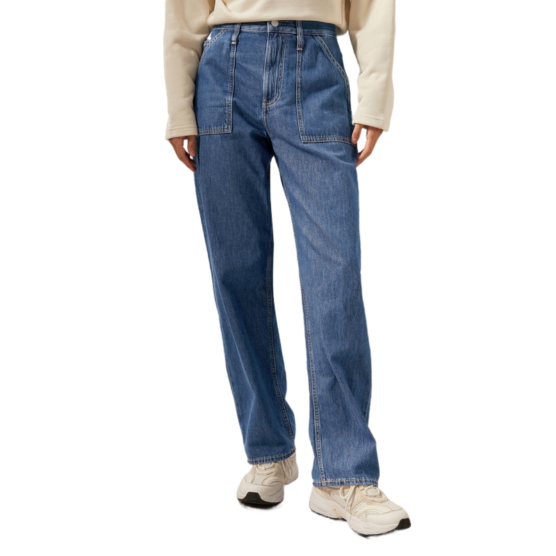 CALVIN KLEIN Jeans Женская джинсовая куртка синего цвета 1A4-Denim Blue — фото 4