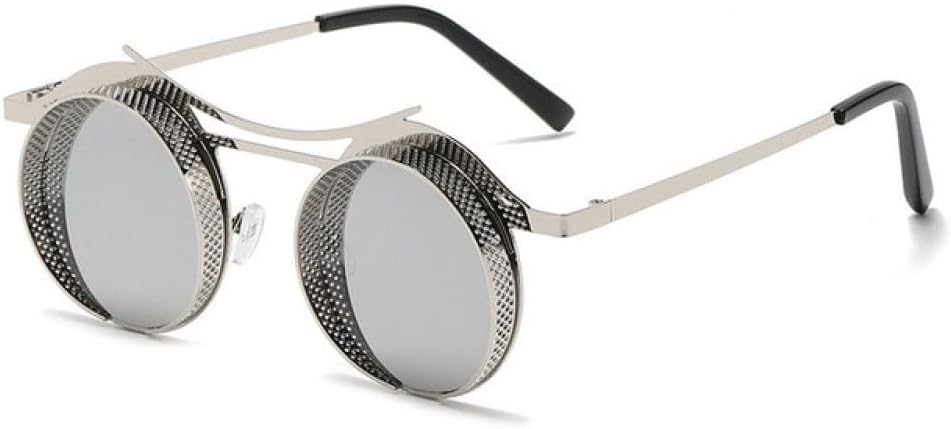 

Круглые солнцезащитные очки в стиле стимпанк для женщин и мужчин, с металлической сеткой, с индивидуальным дизайном, женские очки-маска с защитой от УФ-излучения UV400 WNCKSQ, C6silver-silver