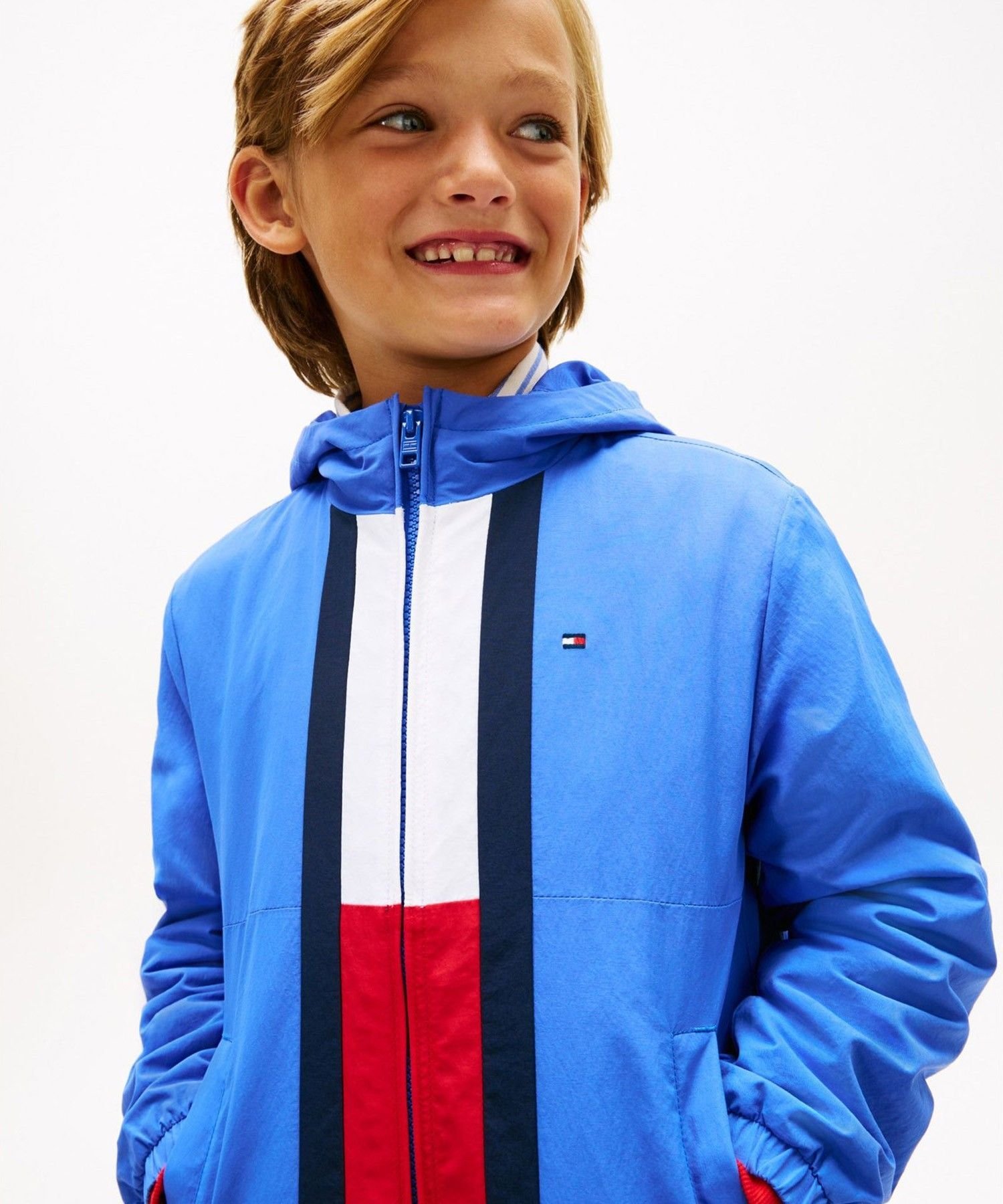 Куртка с флагом в стиле цветных блоков для мальчиков Tommy Hilfiger, Blue C6H