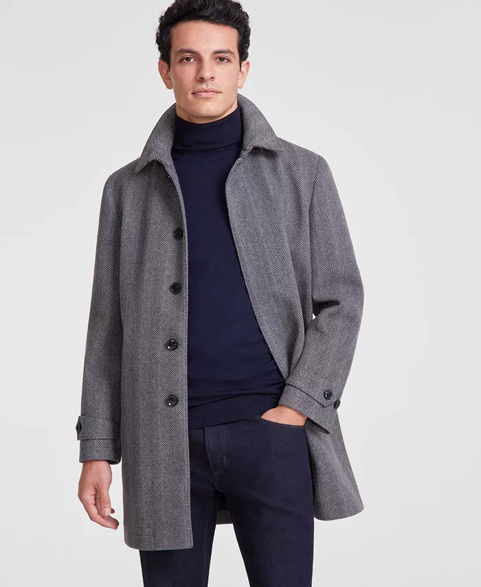 

Мужское пальто в елочку, цвет древесный уголь Tommy Hilfiger, серый