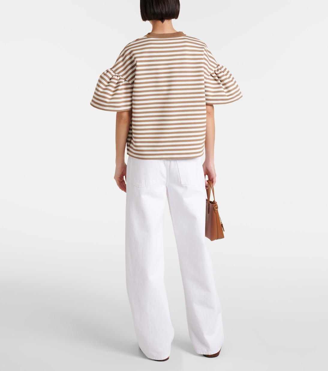 Футболка из полосатого джерси Peirak Max Mara, Cammello Bianco — фото 3
