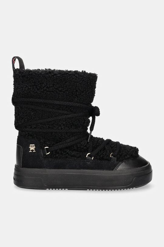 Зимние ботинки Snowboot из искусственной овчины на шнуровке Tommy Hilfiger, черный — фото 2