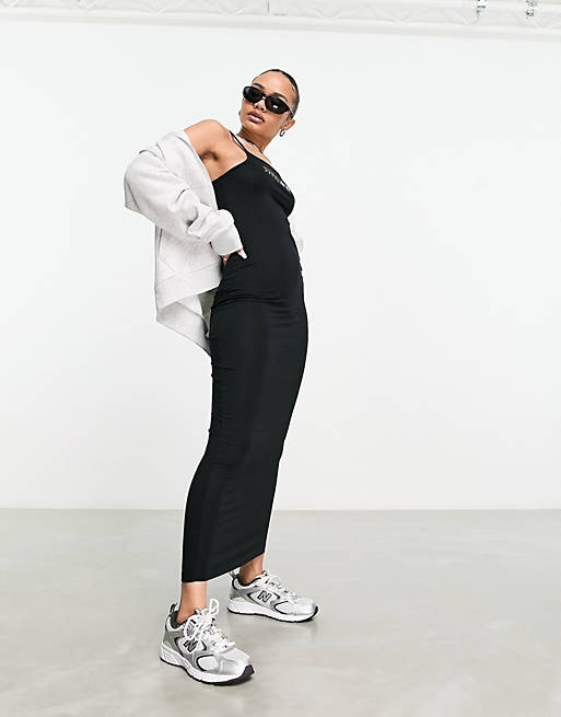 

Черное трикотажное платье-комбинация ASOS Weekend Collective, Черный, Черное трикотажное платье-комбинация ASOS Weekend Collective