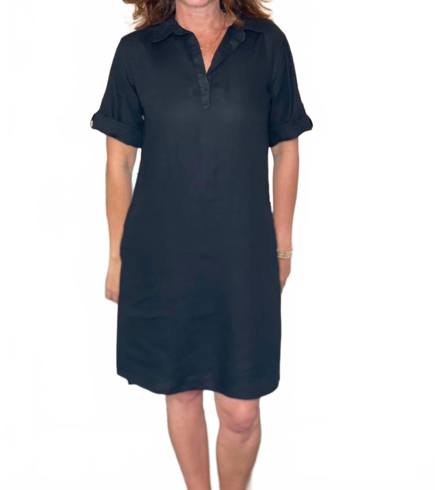 

Льняное мини-платье черное Pure Amici