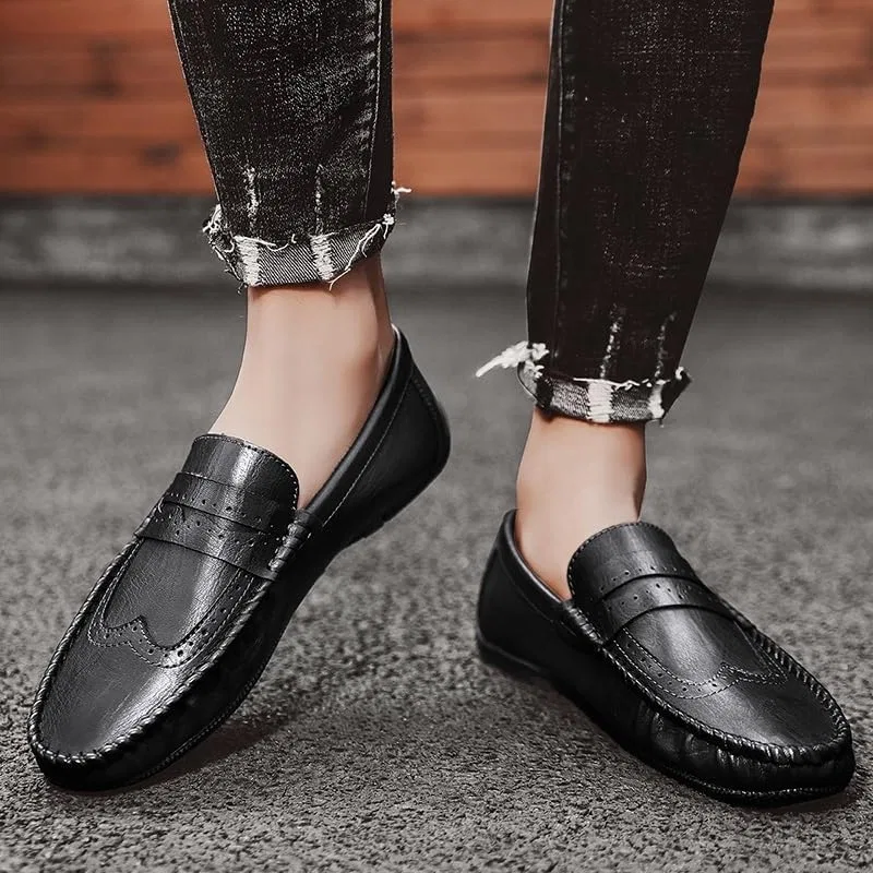 Лоферы кожаные Men's Faux Leather Slip-On Loafers, Black UOPYNE — фото 2