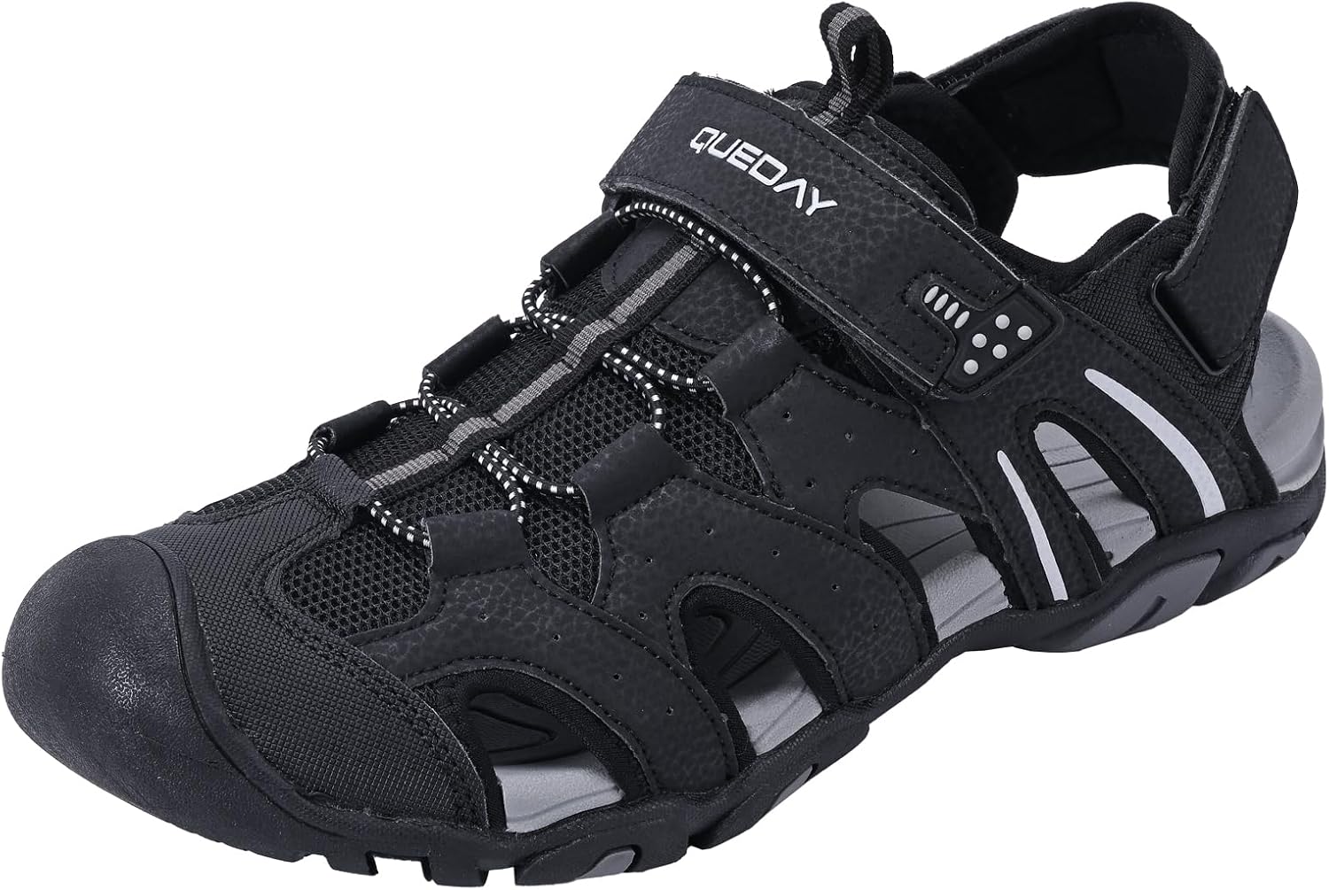 

Мужские спортивные сандалии Queday с закрытым носком для активного отдыха на улице, легкие походные сандалии для прогулок по тропам и повседневной носки, водонепроницаемые shoes, черный