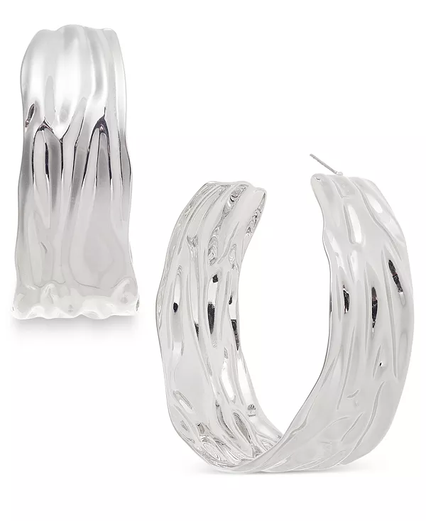 

Серьги-Кольца серебристого тона с текстурой, широкие, большие, 2,5 дюйма Macy'S, silver