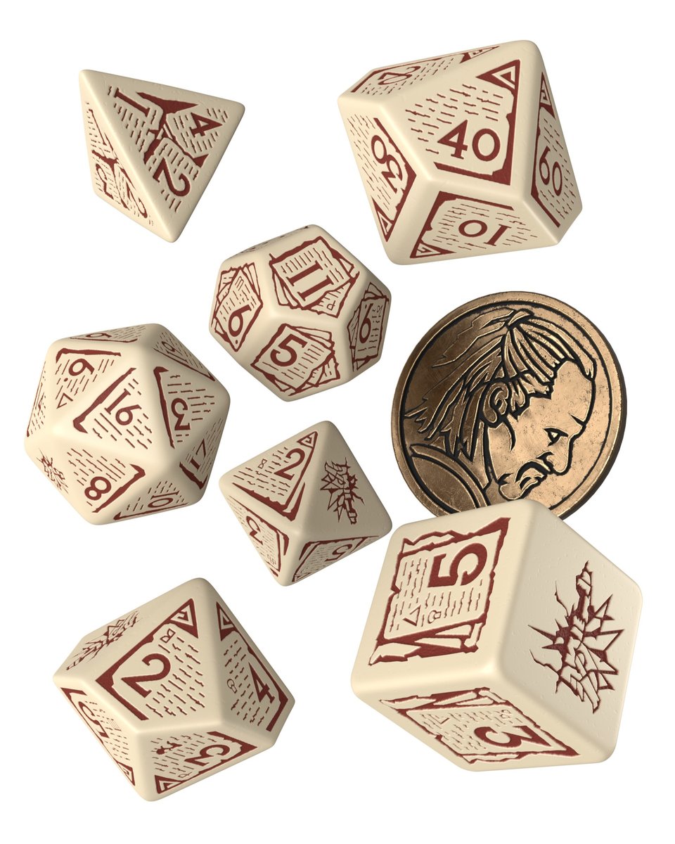 

Rpg Dice The Witcher Vesemir Old Wolf RGFK Набор из 7 кубиков + монета