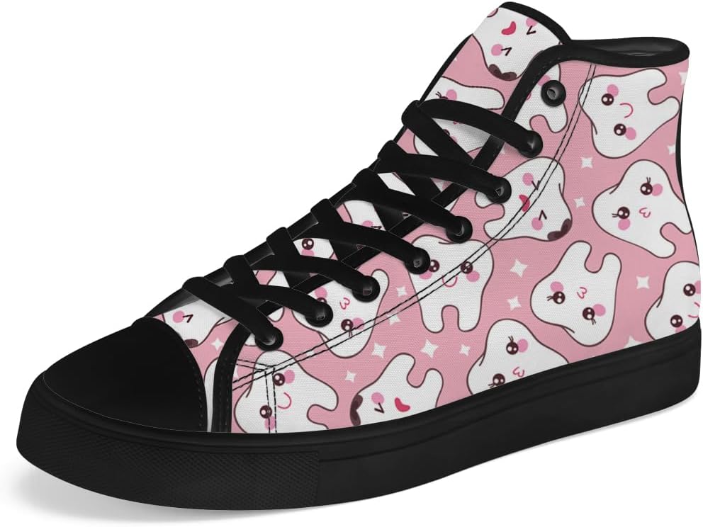 

Мужские и женские высокие кеды на канве, зубные высокие кроссовки, шнуровка, повседневная обувь Chebing, розовый