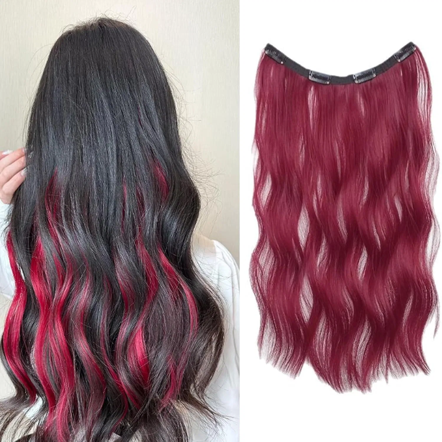 Парик Clip-on HAPVITAL raspberry red 50 см